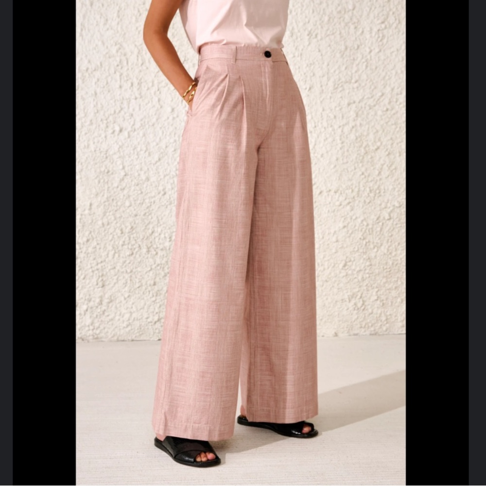 BELLEROSE Dallas Wide Leg Pants in Pink Check 2
